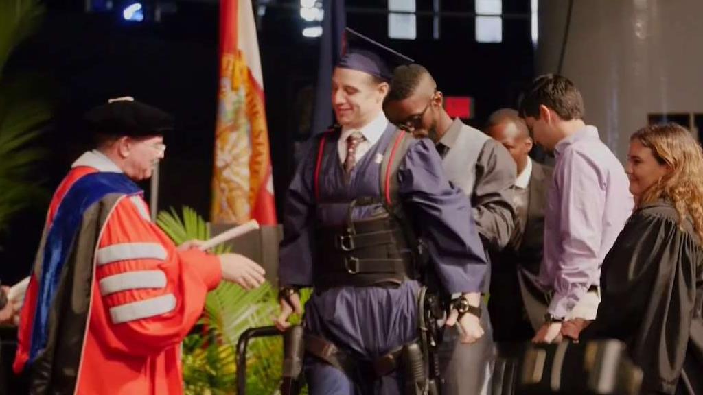 Quadriplegic FIU Grad Uses Exoskeleton to Walk at Ceremony