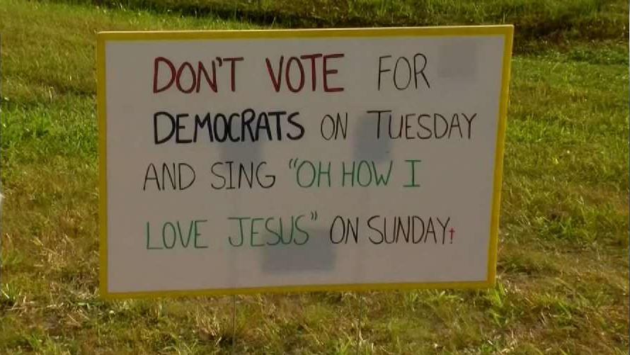 Fla. Pastor Posts Sign Criticizing Dems Near Voting Precinct