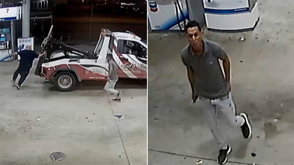 Caught on Camera: Robber With Knife Chases Tow Truck Driver